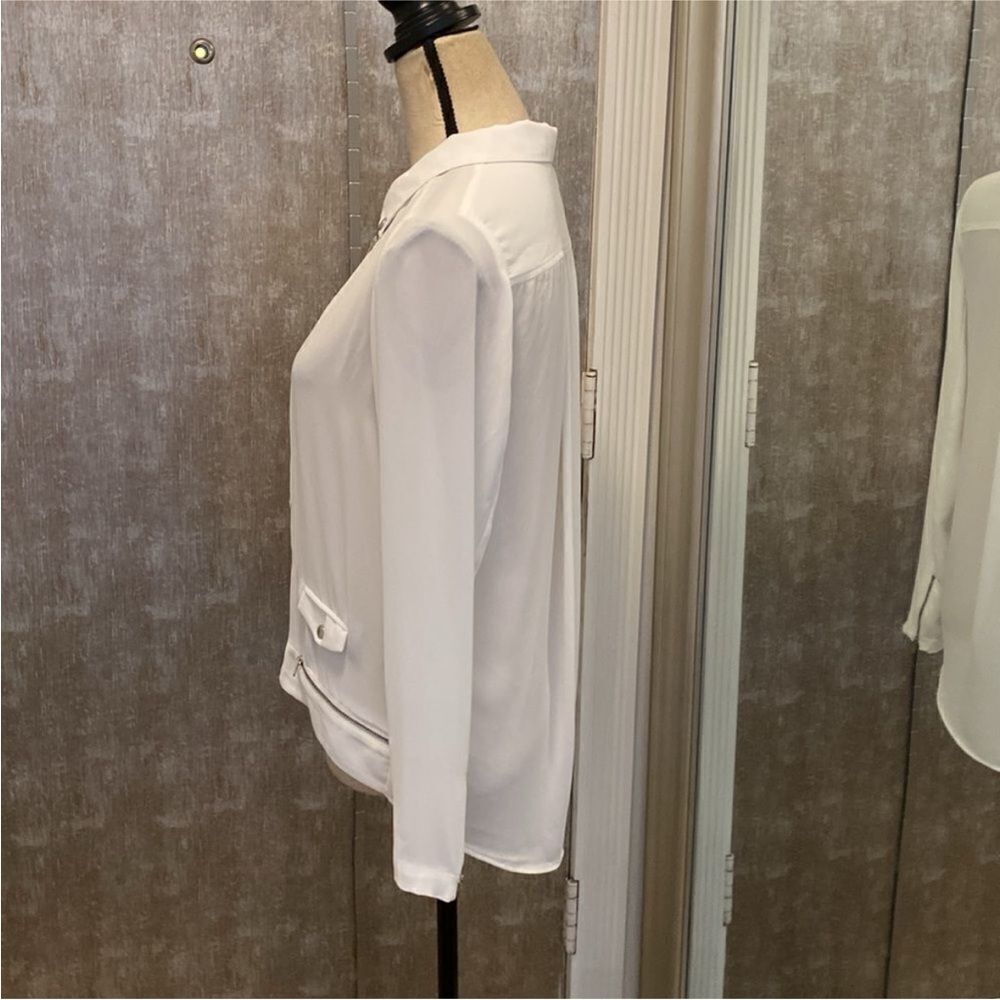The Kooples White/ light blue Blazer blouse with Zipper Detail, XS - Picture 6 of 10